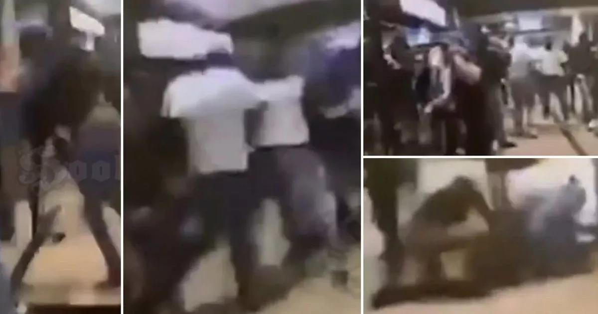 Hundreds of hooligans in brutal train station brawl as cops injured in chaos