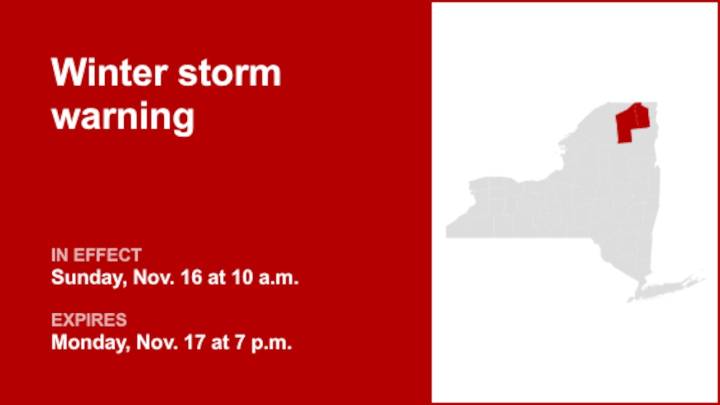 Winter storm warning for Southern Franklin and Western Clinton until Monday evening