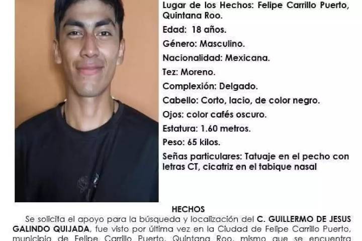 Activan ficha de búsqueda de joven privado de la libertad en Felipe Carrillo Puerto