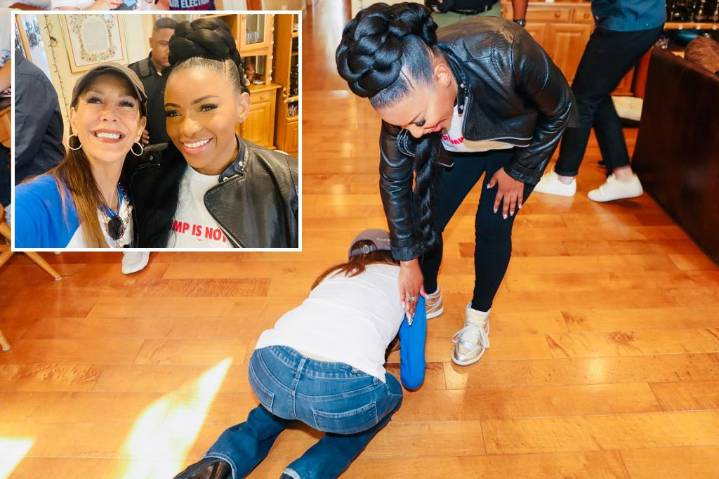 Rep. Jasmine Crockett has her feet kissed by lefty podcaster in cringe moment