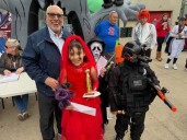 Assembly member Michael Benedetto unveils new tow truck during Throggs Neck Halloween Parade