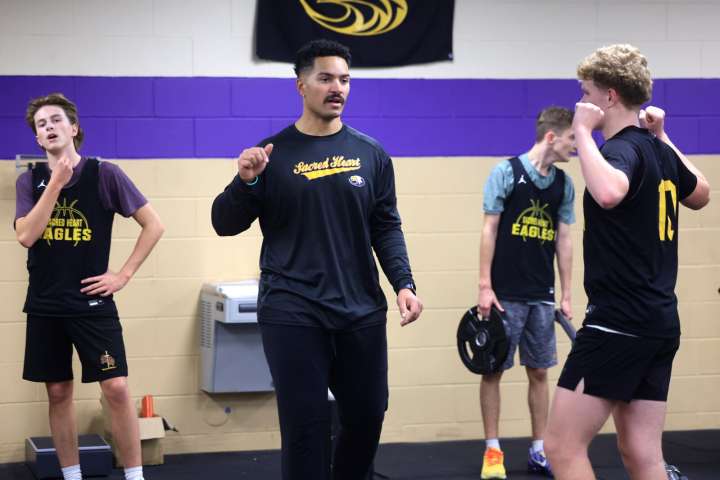 GGF boys basketball preview: Former UND lineman Jalen Morrison elevates Sacred Heart's strength, conditioning