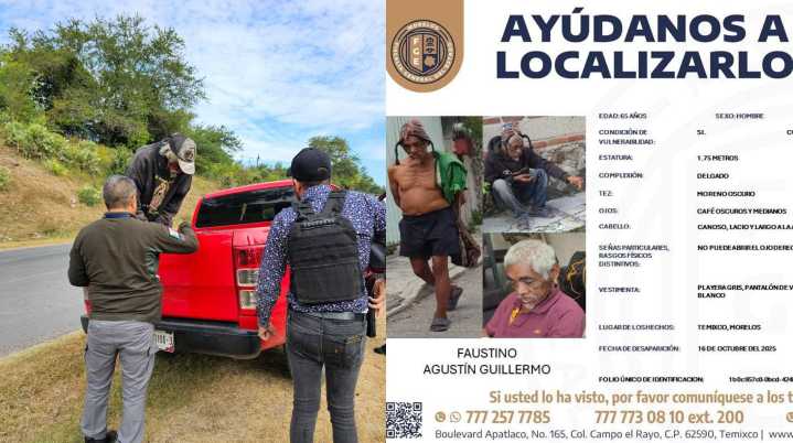 Aparece con vida abuelito reportado como desaparecido en Temixco