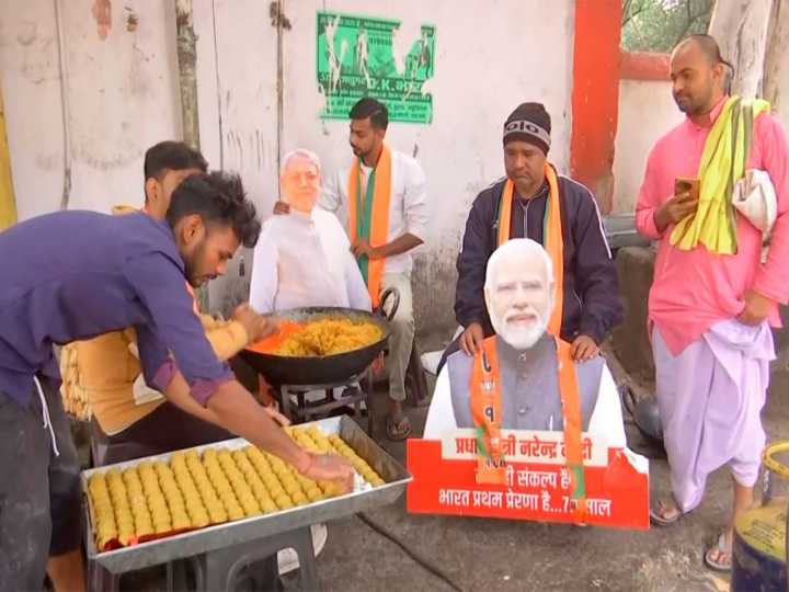 BJP workers prepare 501 kilograms of laddoos after exit polls pre