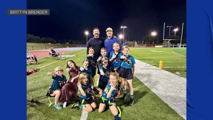 Girls flag football team celebrates championship win