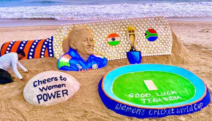 Sand Artist Sudarsan Pattnaik Wishes Team India ‘Good Luck’ For Women’s Odi World Cup Final