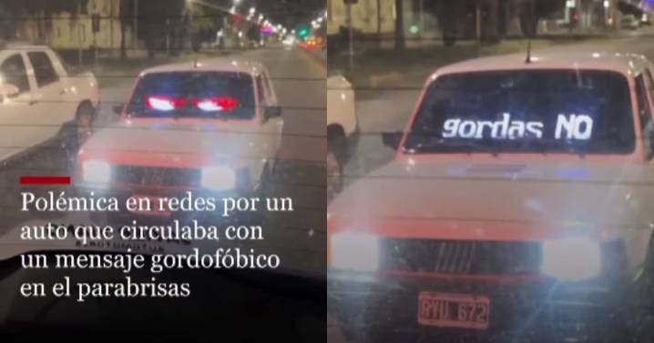 “Gordas no”: automóvil se vuelve viral y genera críticas por su insólito letrero