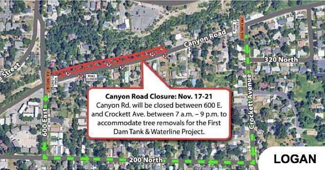 Logan officials announce week-long closure of Canyon Road to facilitate tree removal