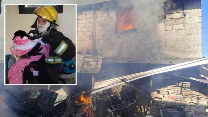 Rescatan con Vida a un Cachorro de Voraz Incendio de una Vivienda en Puebla