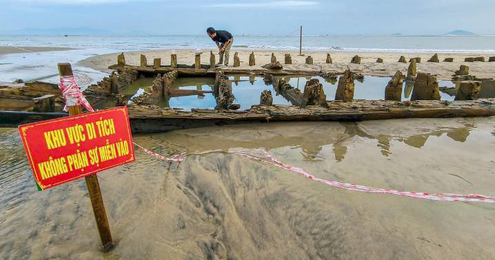 Centuries-old shipwreck emerges on beach after deadly typhoon slams Vietnam
