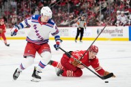 The Red Wings and Rangers clashed on Sunday, both in the game and in colors, but the centennial jerseys today