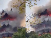 Un feroz incendio arrasó con un templo histórico de 1.500 años en China