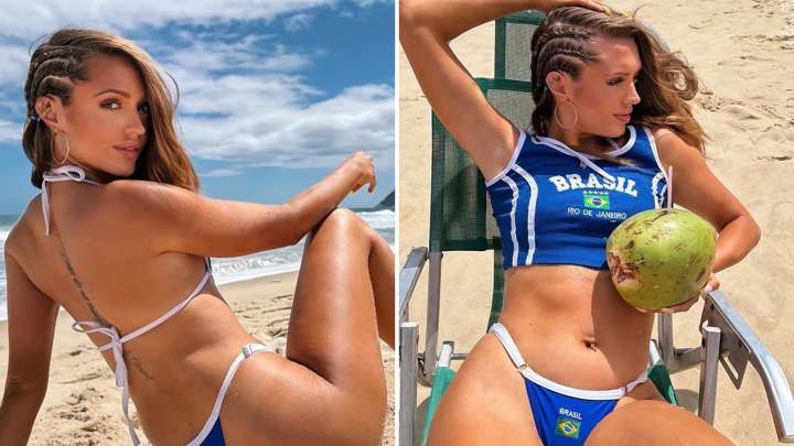 Woah Vicky Stuns in Brazil With Blue Thong Bikini ... Look Back at It!