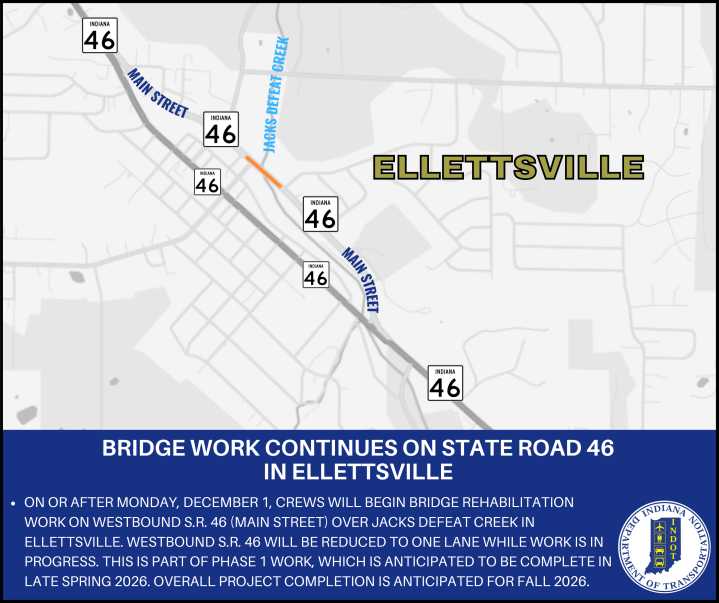 Bridge work continues on State Road 46 in Ellettsville