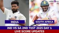 Cricket SA 12/0 in 6 Overs | India vs South Africa Live Score Updates of 2nd Test 2025 Day 1: Aiden Markram, Ryan Rickelton Off to Sedate Start