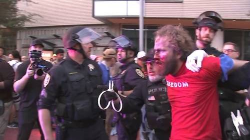 Fights break out, multiple people arrested as Turning Point USA event sparks protest at UC Berkeley