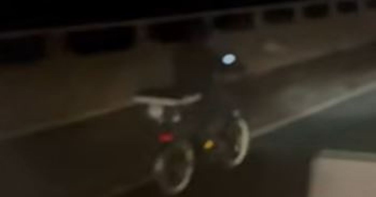 Moment delivery driver on e-bike casually rides down M6 in Birmingham