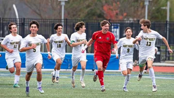Watch Saint Mark's winning goal in boys soccer Division II title game