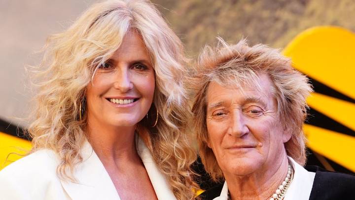 Penny Lancaster steals the show in silky wedding guest dress alongside husband Sir Rod Stewart