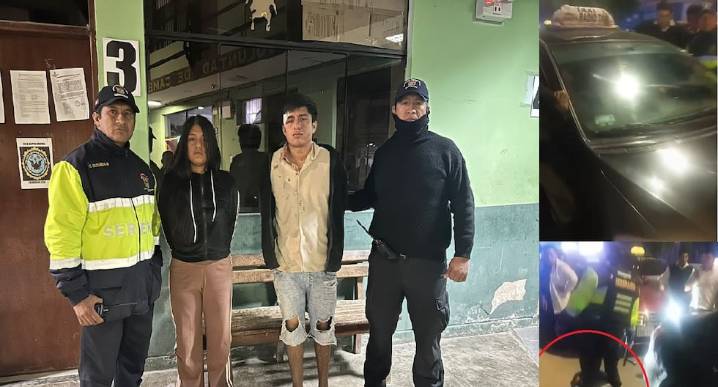Taxistas frustran robo y retienen a pareja que asaltó su vehículo en Chiclayo