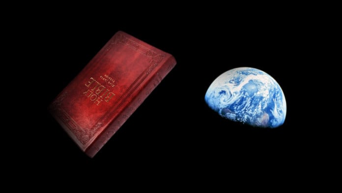 Giant King James Bible Hurtling Toward Earth