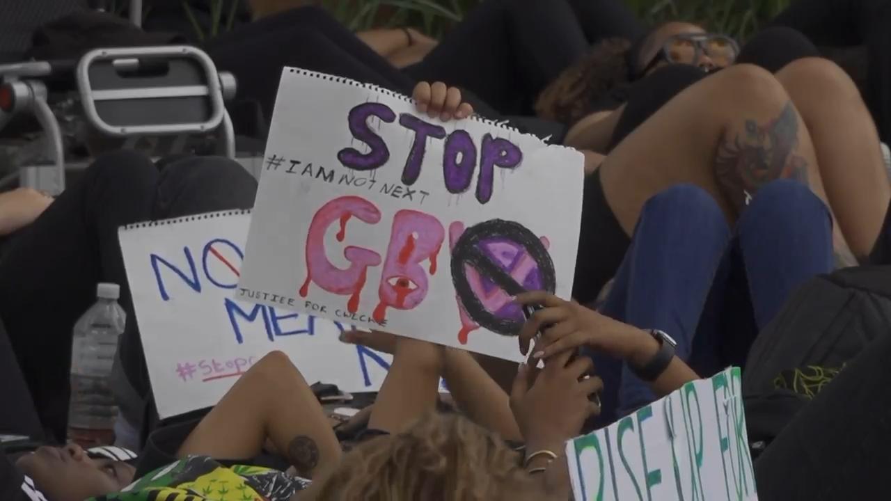 South African women stage lie-down protest against gender-based violence ahead of G20 summit