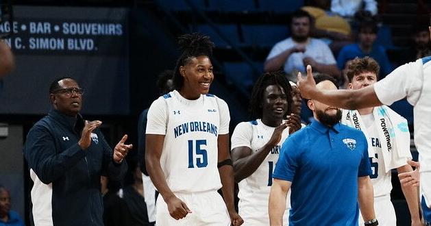 The scene inside the UNO locker room as Master P and Privateers celebrate the win at TCU