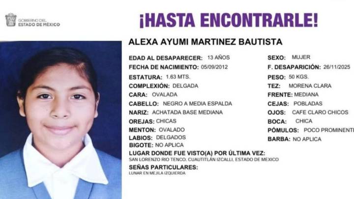 Sin rastro de Alexa en Cuautitlán Izcalli… Desaparece adolescente de 13 años