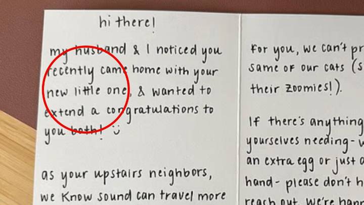 'Creepy': Mum's savage response to note from neighbour she had never met after returning home with newborn