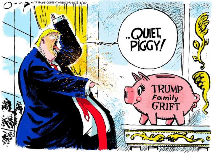 Cartoon: Quiet, piggy!