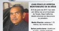 Se busca a Juan Eraclio Heredia Montenegro de 60 años