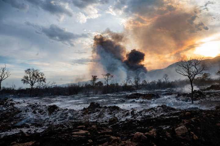 Intenso trabajo para extinguir el incendio en la zona Sur