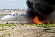 Jet Skids Off Runway and Bursts into Flames on Way to Mine Bridge Collapse