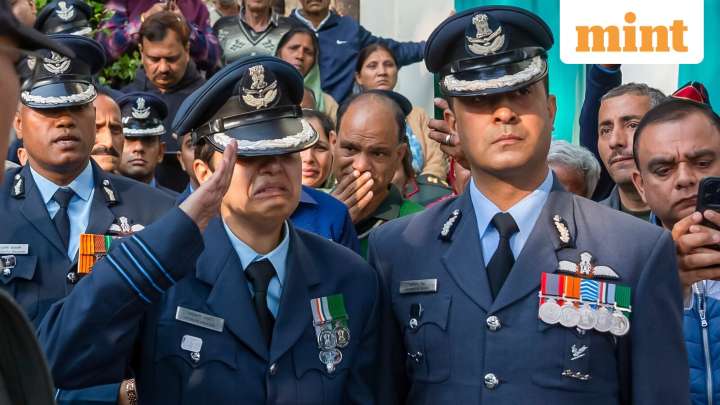 Wing Commander Afshan breaks down at funeral of husband killed in Tejas crash