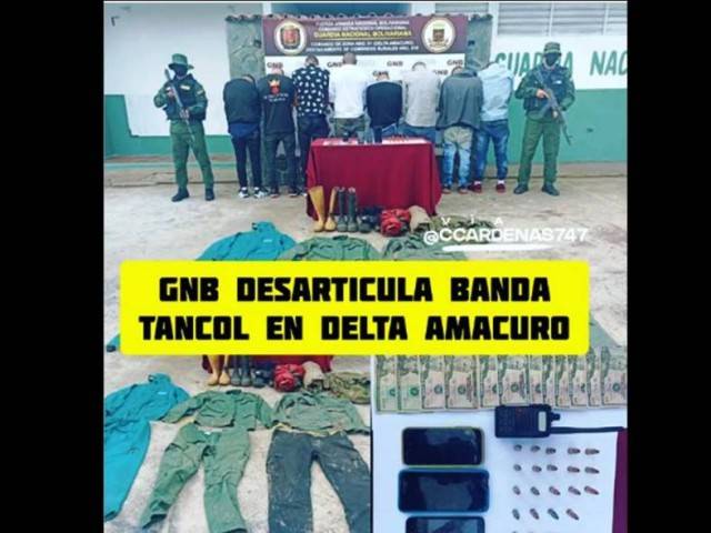 Ocho falsos militares de grupo TANCOL detenidos en Casacoima por la GNB