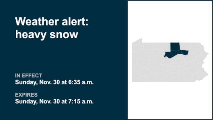 Prepare for heavy snow in North Central Pa. Sunday morning