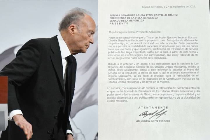 Carta renuncia de Alejandro Gertz Manero como titular de la FGR; así anunció que será embajador