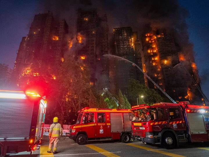Three arrested in Hong Kong as tower blocks fire leaves at least 44 dead