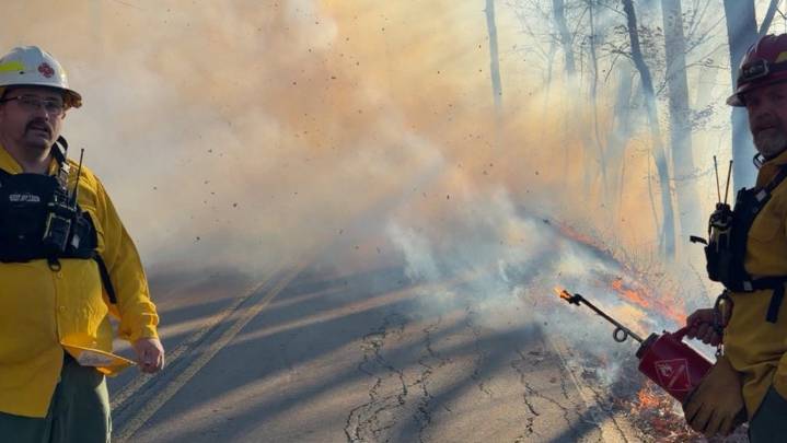 Brush fire near Blue Ridge Parkway contained as fire…