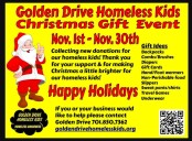 Golden Drive Homeless Kids seeks donations for its annual "Christmas Gift Event"