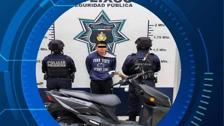 Cae presunto ladrón de moto y con droga en Atlixco
