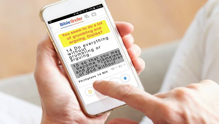 Tinder Creators Developing Bible App To Enable Swiping Left On Undesirable Verses