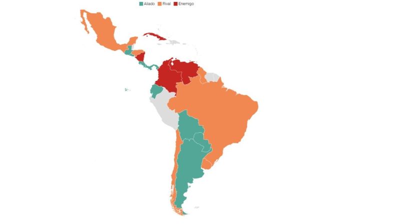 Mapa de calor: Quiénes son los aliados, rivales y enemigos de Trump en América Latina