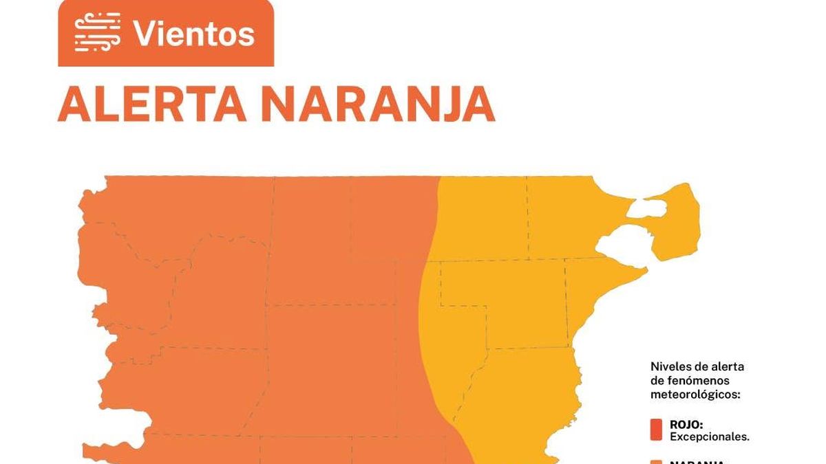 Alerta naranja por fuertes vientos para este lunes