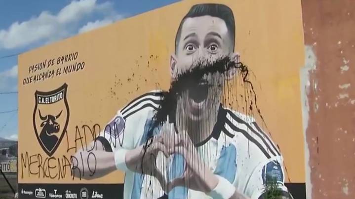 Vandalizaron un mural de Ángel Di María tras la polémica coronación de Rosario Central