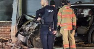 Driver injured when his SUV crashes into empty storefront in Plymouth