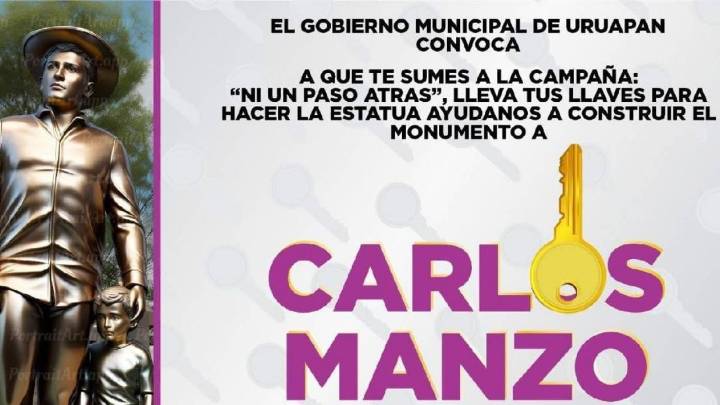 Emprenden campaña de recolección de llaves para construir un monumento a Carlos Manzo en Uruapan