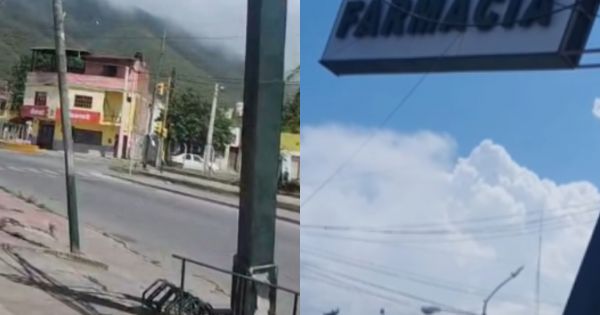 Fuerte viento tiró el cartel de una farmacia en Av. Artigas