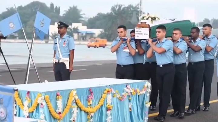 Tejas crash: Mortal remains of Namansh Syal brought to Sulur Air Base in Coimbatore