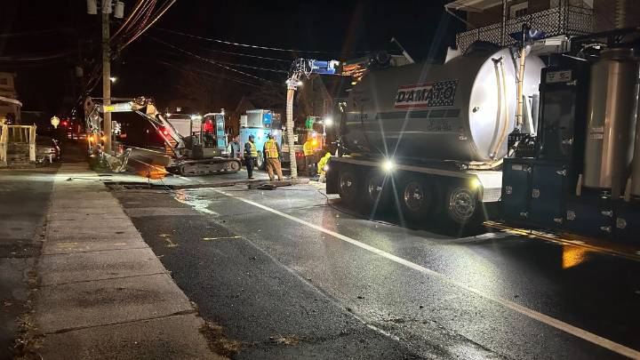 Crews work to repair two separate water main breaks in Bristol